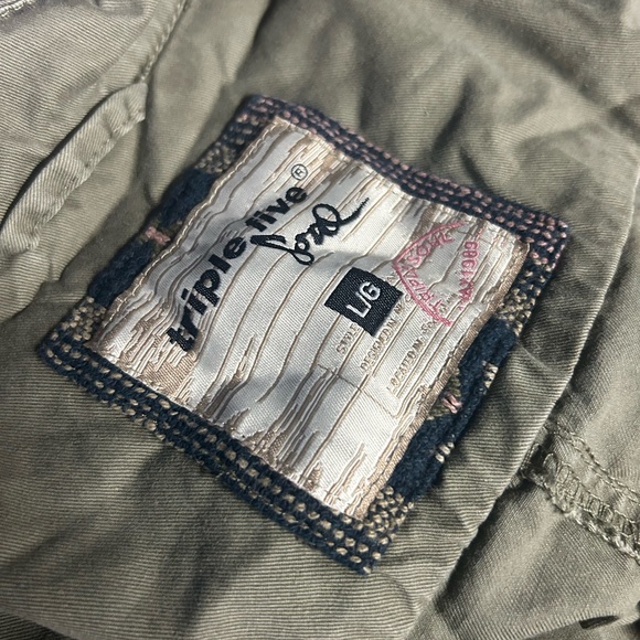 Triple 5 SOUL Y2K long green cargo zip military utility aztec boho 100% cotton - Picture 3 of 3